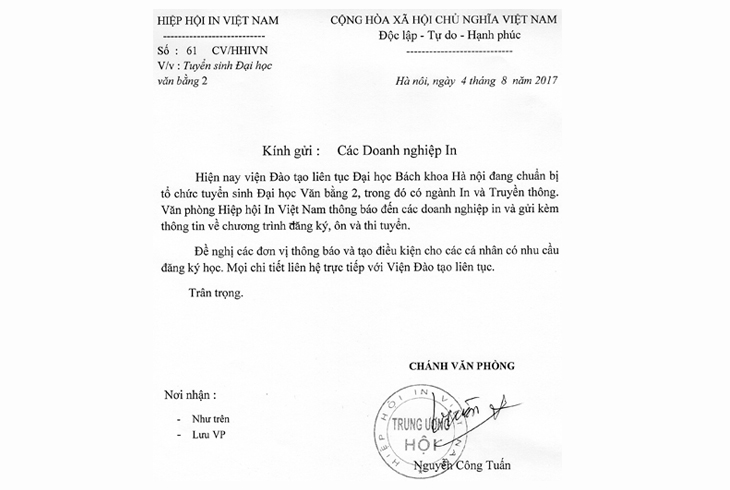 Đại học Bách khoa tuyển sinh Đại học văn bằng 2 ngành In và truyền thông