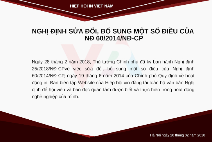 NGHỊ ĐỊNH SỬA ĐỔI, BỔ SUNG MỘT SỐ ĐIỀU CỦA NĐ 60/2014/NĐ-CP